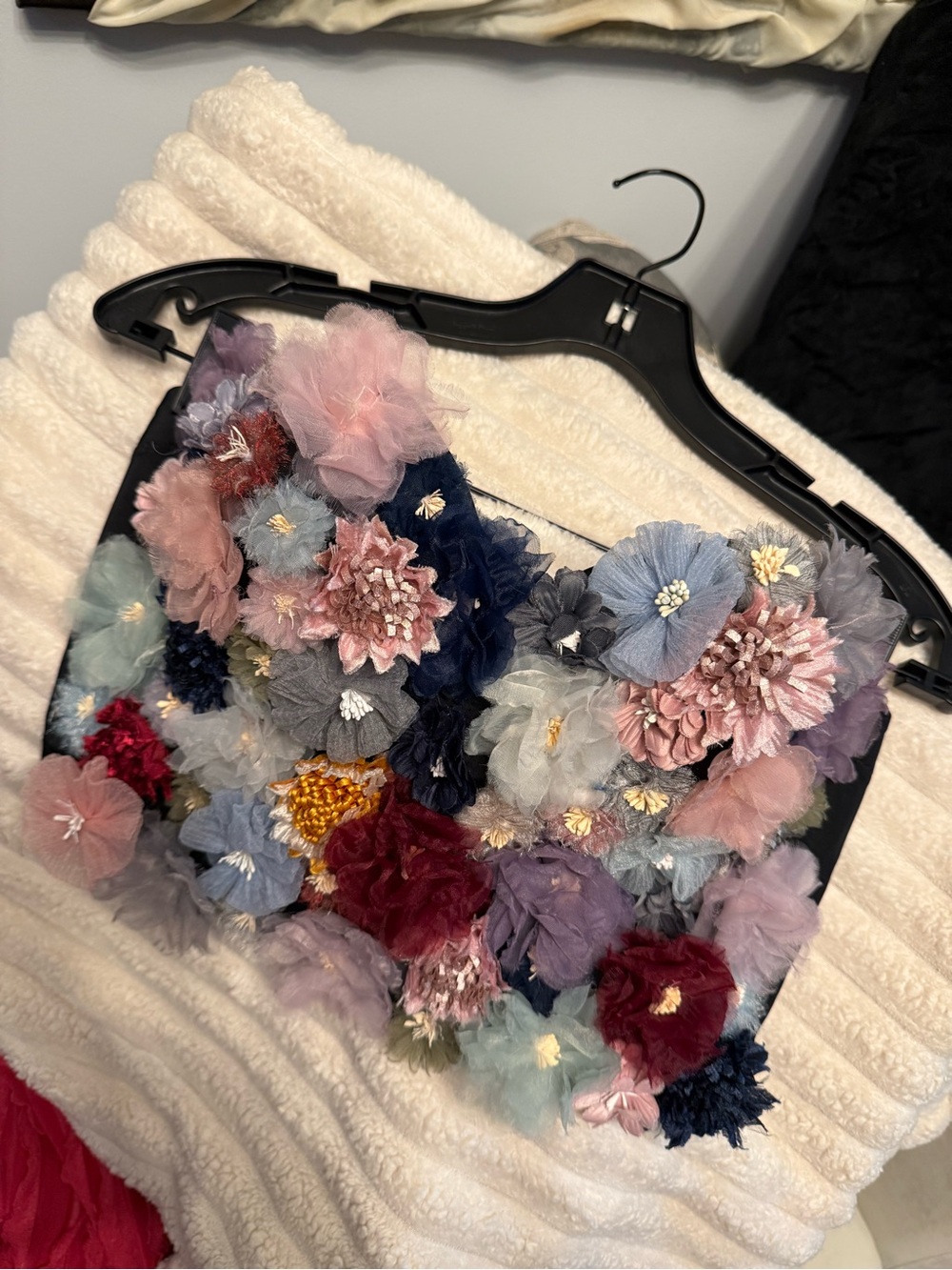 3D Floral Applique Crop Top - Multi Color